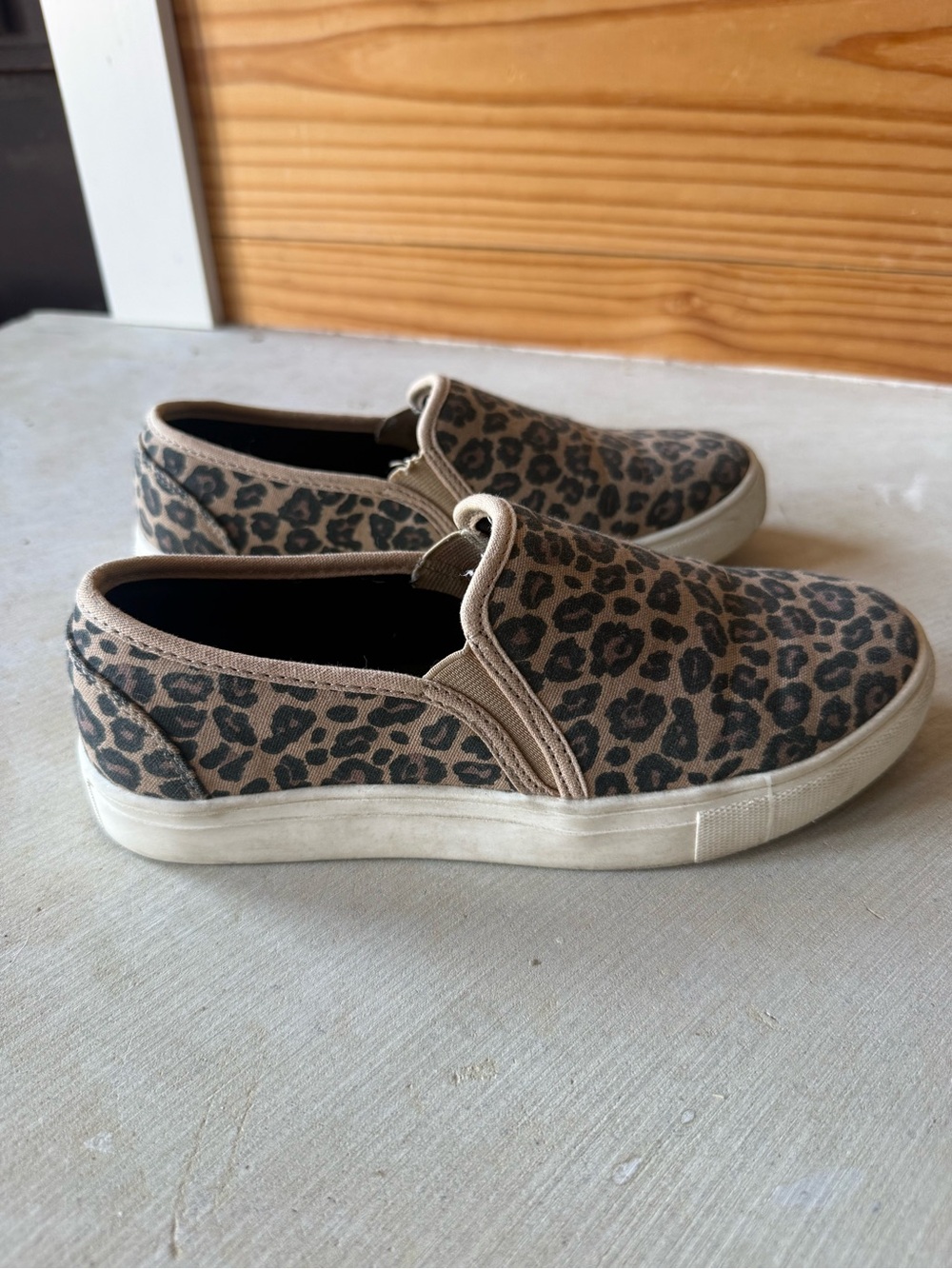Magellan Outdoors Leopard Print Slip-On Sneakers in Brown and Black
